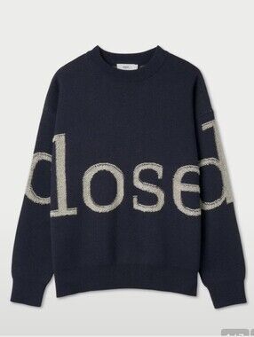 CLOSED LOGO KNITWEAR SWEATER IN DARK NAVY BLUE / SZ:XLARGE